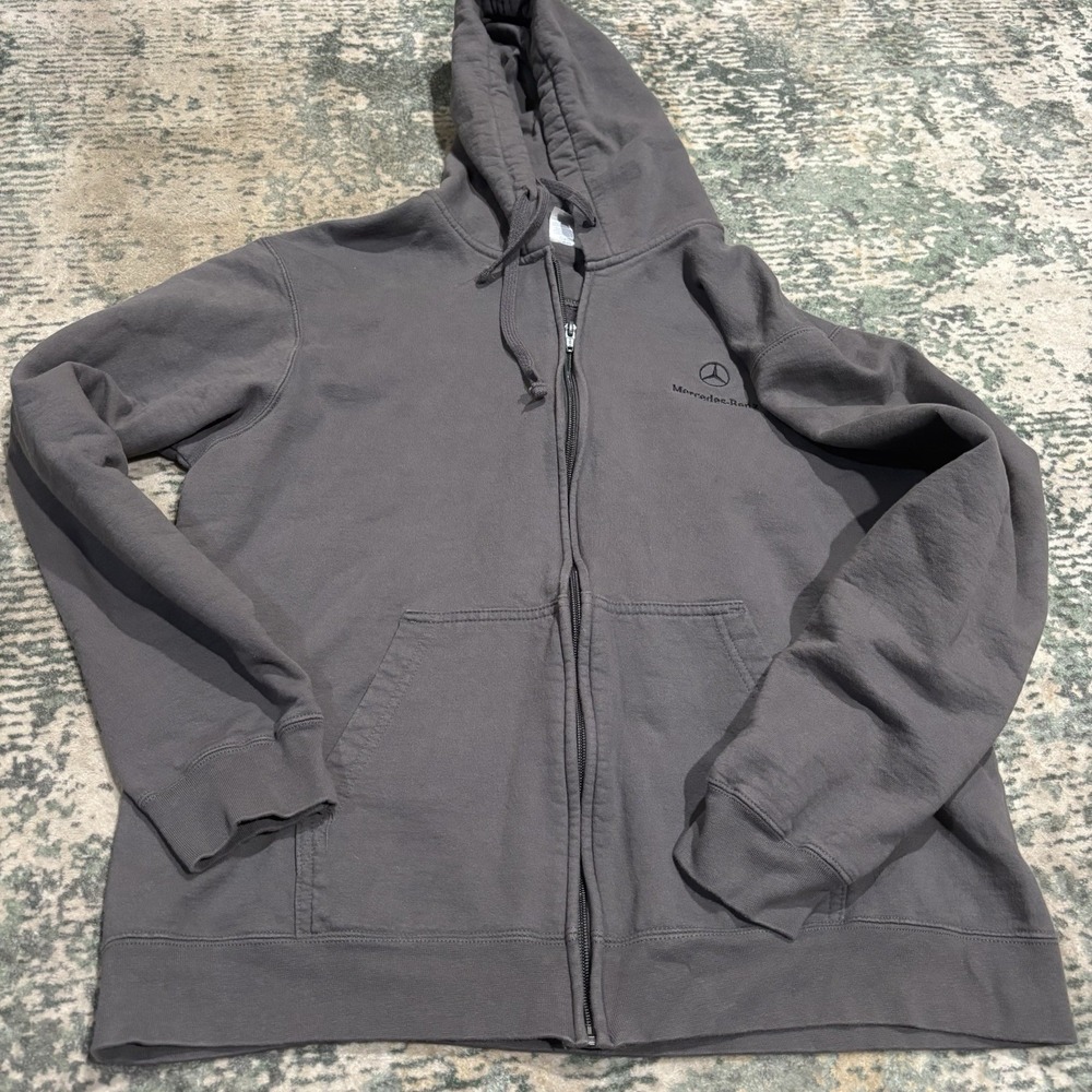 Embroidered Mercedes-Benz hoodie Large Gray Full Zip